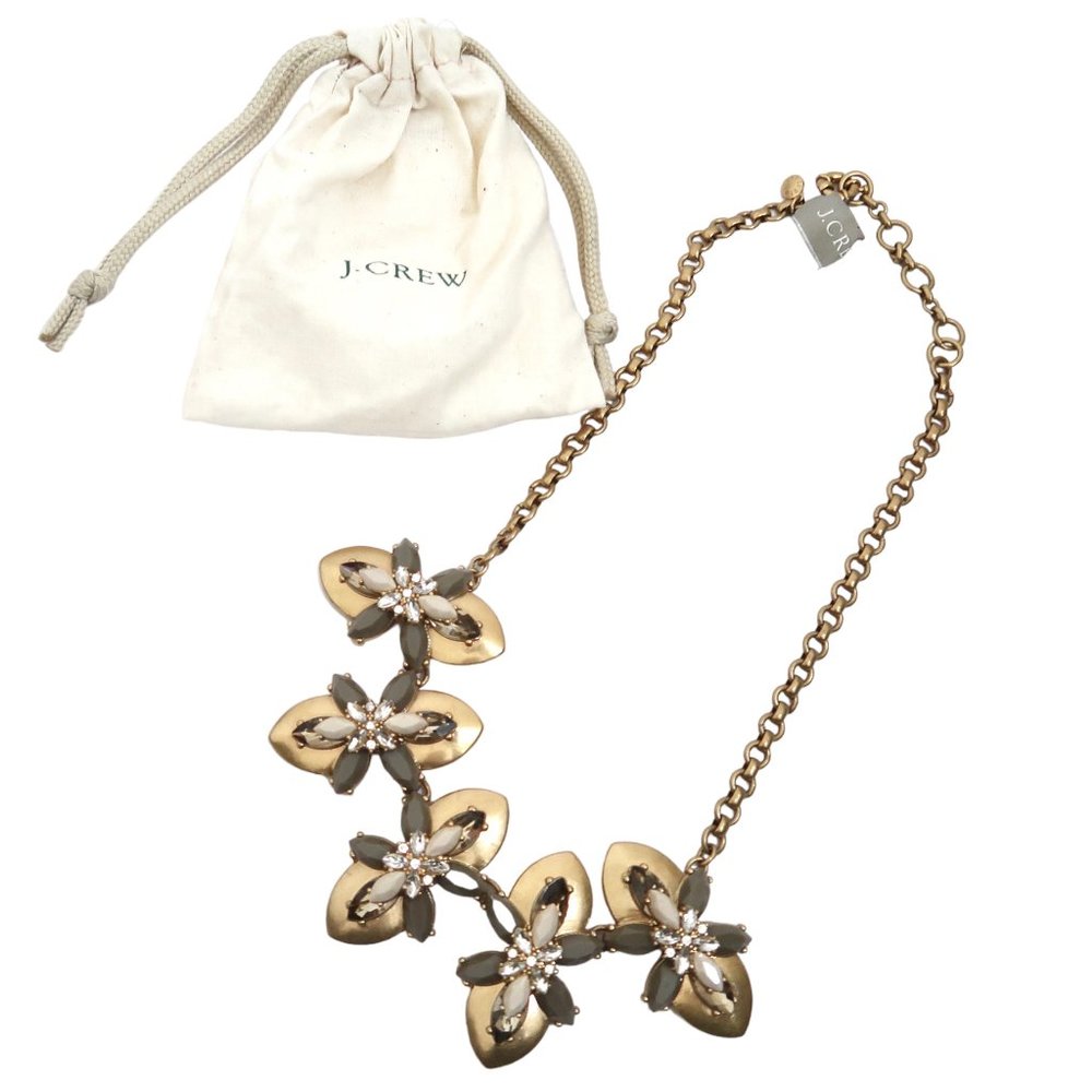 J CREW Crystal Flower Statement necklace NWT